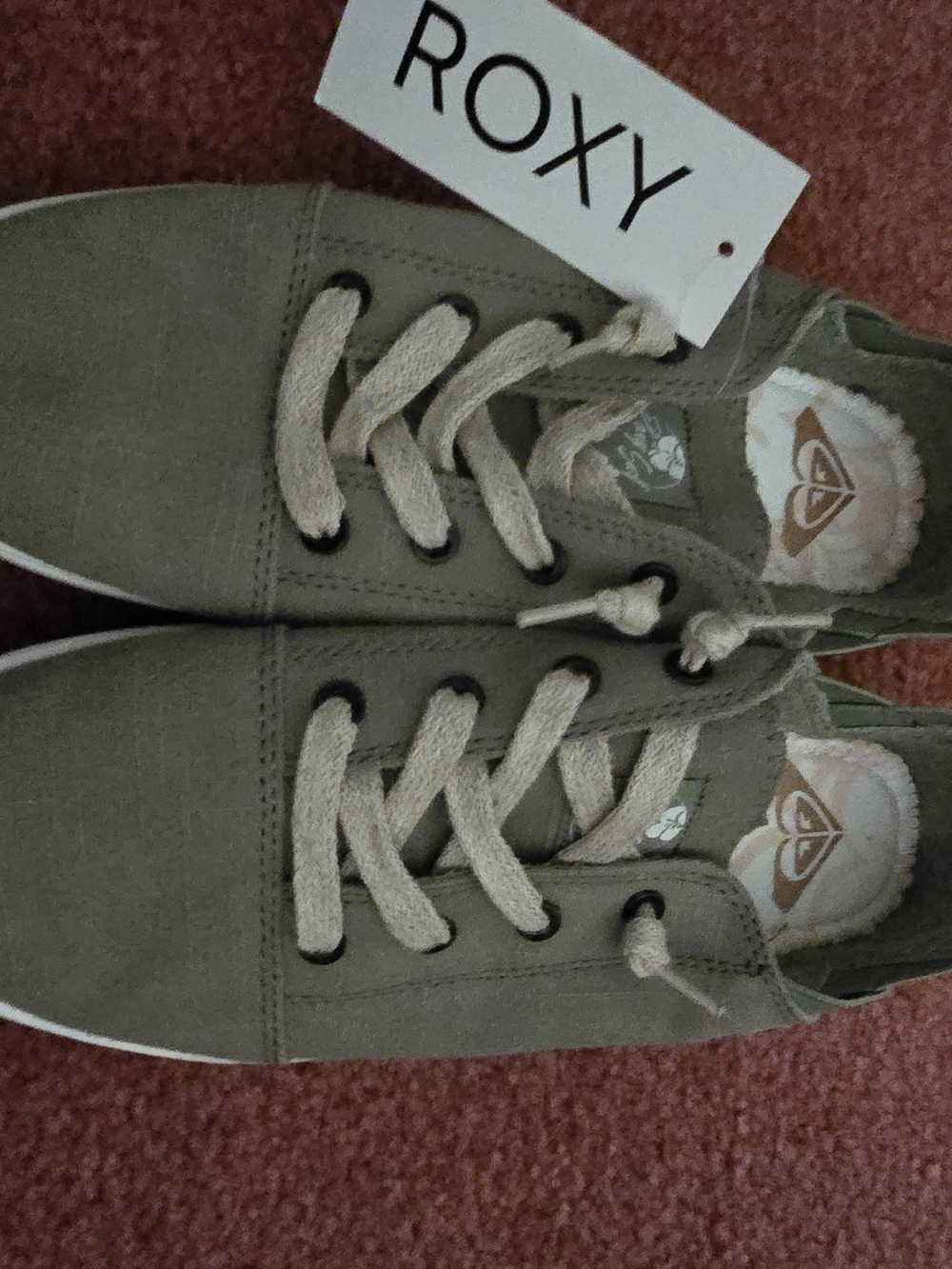 Roxy "Libbie" Olive Canvas Lace-Up Sneakers - Sz. (7)